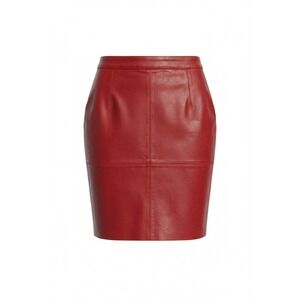 Vintage Red Genuine Leather Skirt High Waisted Made in Argentina Size 11/12